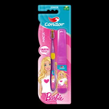 Escova Dental Macia e Suave Barbie Condor Júnior Cabeça P Grátis Estojo Protetor