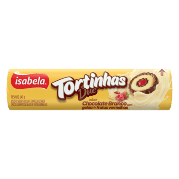 Biscoito Chocolate Recheio Chocolate Branco Com Geleia De Frutas Vermelhas Isabela Tortinhas Due Pacote 140G