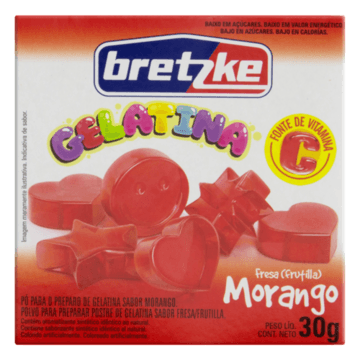 Gelatina em Pó Morango Bretzke Caixa 30g