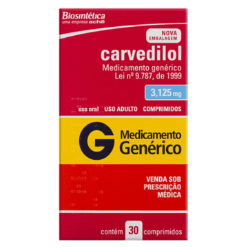 Carvedilol 3,125mg Biosintética Caixa 30 Comprimidos