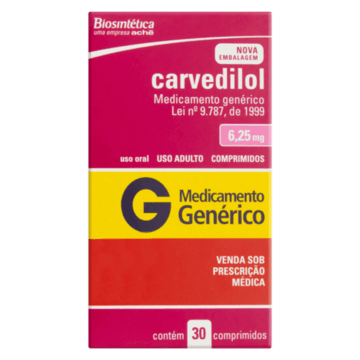 Carvedilol 6,25mg Aché Caixa 30 Comprimidos
