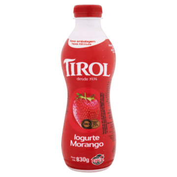 Iogurte Parcialmente Desnatado Morango Tirol Garrafa 830g