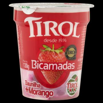 Iogurte Integral Bicamadas Baunilha e Morango Tirol Copo 130g
