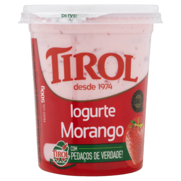 Iogurte Integral Morango Tirol Pote 500g