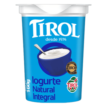 Iogurte Integral Natural Tirol Copo 160g
