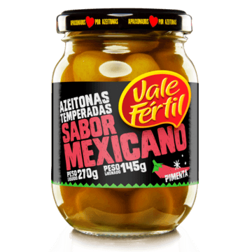 Azeitona Verde Temperada Sabor Mexicano Vidro 145g - Vale Fértil