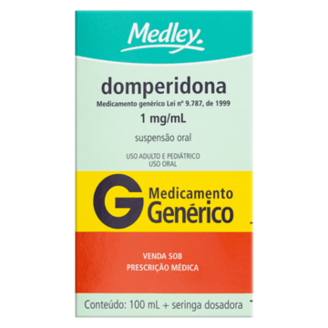 Domperidona 1mg/ml Medley Caixa 100ml Suspensão Oral + Seringa Dosadora