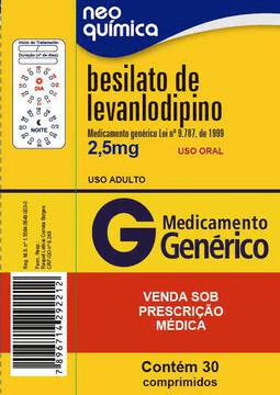 BESILATO DE LEVANLODIPINO 2,5MG 30X CPR
