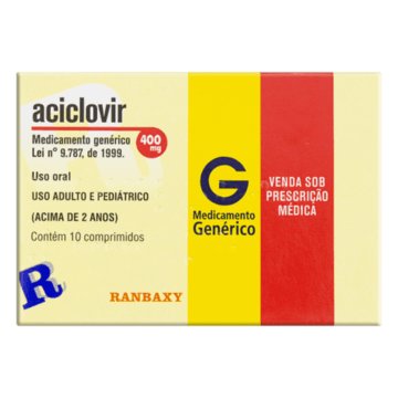 Aciclovir 400mg Ranbaxy Caixa 10 Comprimidos