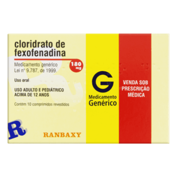 Cloridrato de Fexofenadina 180mg Ranbaxy Caixa 10 Comprimidos Revestidos