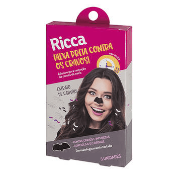 Adesivo Preto Para Remoção De Cravos Do Nariz Ricca
