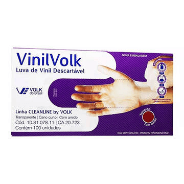 Caixa de luva de vinil Volk com 50 pares sem amido tamanho M - Alergoshop