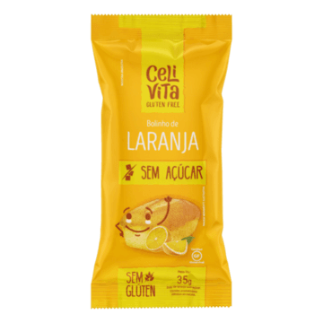 Bolinho Laranja sem Glúten Zero Açúcar Celivita Pacote 35g