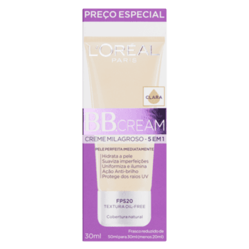 BB Cream Creme Milagroso FPS 20 Clara L'oréal Paris Caixa 30ml