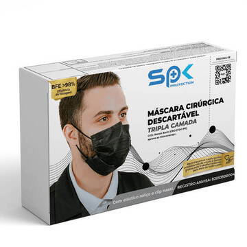 CAIXA 50 MASCARAS DESCARTÁVEL PRETA