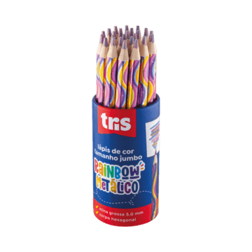 Lápis De Cor Jumbo Rainbow - Mina Multicolorida Metálica - Pote C/24 UN - Tris