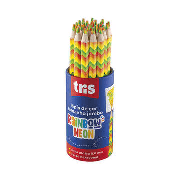 Lápis De Cor Jumbo Rainbow - Mina Multicolorida Neon - Pote C/24 UN - Tris