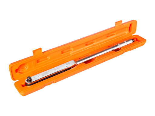 100400 Torquimetro De Estalo 5 A 23 Kgfm 1/2" - Torquímetro de estalo de 5 a 23 kgf.m com encaixe de 1/2". Produto fornecido em um estojo plástico especial. Manual incluso.