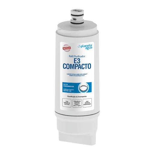 Refil Planeta Água, E3 Compacto. Compatível com Purificador: IBBL Avanti e Mio, 1101A - Beber água com cloro faz mal? O cloro é necessário para tornar a água potável, porém não devemos ingeri-lo. O cloro pode causar problemas de saúde, principalmente o consumo a longo prazo. Logo, é recomendado o uso de purificadores de água que contém carvão ativado para remover o cloro da água, também é importante filtrar as particulas de sujeiras como areia, ferrugem, barro... A Planeta água entrega de alta qualidade compatíveis com diversas marcas!  *As marcas citadas são propriedades de seus respectivos fabricantes e aparecem apenas para demonstrar a compatibilidade deste produto.