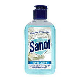 Limpador de Superfícies Essence Roupa Lavada, Sanol, 120ml - O Limpador de Superfície Essences Sanol, age como um finalizador no momento da faxina ou como um aromatizante para perfumar o ambiente, pois é um produto que pode ser usado nas mais variadas aplicações domésticas. Por ser um produto super concentrado, basta 8 gotas para 1 litro de água e já está pronto para a utilização.