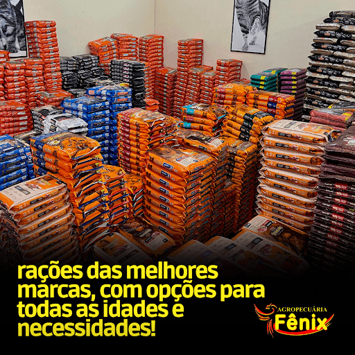Na Agropecuária Fênix, oferecemos toda a linha de rações das melhores marcas, com opções para todas as idades e necessidades do seu pet. Desde filhotes até adultos e seniores, temos rações balanceadas e nutritivas, garantindo uma alimentação saudável e saborosa em cada fase da vida. Além disso, contamos com rações especiais para atender às necessidades específicas de saúde, como rações para controle de peso, alergias, digestão e até opções medicamentosas para tratamentos específicos. Com a Fênix, seu pet recebe a qualidade e o cuidado que ele merece em cada refeição.