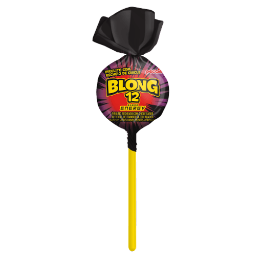 Blong 12 Energy 600G - Pirulito recheado com chicle sabor framboesa com abacaxi