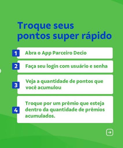 Você já conhece o App Parceiro Decio?📱
Aplicativo de fidelidade válido para todas as Estações de Serviços do Grupo Decio.
Nele você encontra nossas promoções, troca seus pontos por diversos prêmios e fica sempre por dentro das novidades.
O App Parceiro Decio está disponível tanto para Android quanto IOS, baixe agora e aproveite!

Grupo Decio, cada detalhe abastece. 💙💚

#grupodecio #appparceirodecio #parceirodecio #vemprodecio #trocadepontos