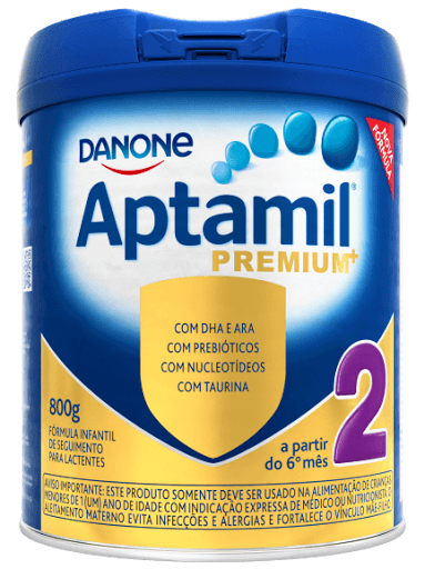 Aptamil 2 - 800G  - Danone - Aptamil Premium 2 é uma fórmula infantil de seguimento. Contém proteínas lácteas, vitaminas e minerais, além de prebióticos, que contribuem para o bom funcionamento do intestino do bebê.Foi especialmente formulado para contribuir com o desenvolvimento e crescimento da criança, devido aos ingredientes específicos de sua fórmula. CONTÉM LACTOSE, NÃO CONTÉM GLÚTEN