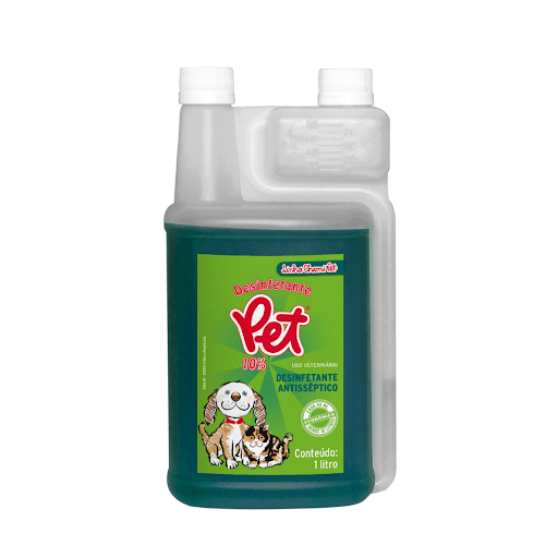 Desinfetante Pet 1 L - É indicado para a desinfecção de clínicas e hospitais veterinários: salas de espera, ambulatórios, centros cirúrgicos e banho/tosa. Nas desinfecções de gaiolas, mesas, utensílios, equipamentos e materiais cirúrgicos. Na desinfecção e eliminação de odores de canis e gatis; quintais, comedouras e bebedouros.