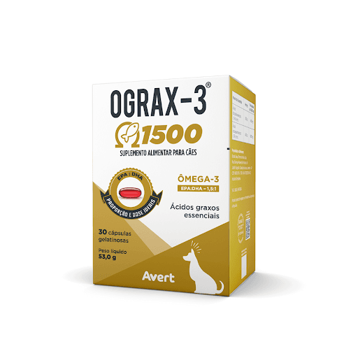 Ograx-3 1500Mg Cap x 30 - Avert - OGRAX – 3®  1500  é um suplemento alimentar composto por Ômega-3 com doses ideais e elevada pureza da matéria prima