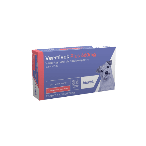 Vermivet Plus 660 Mg - Vermífugo oral de amplo espectro, para cães, à base de Pirantel, Praziquantel e Febantel