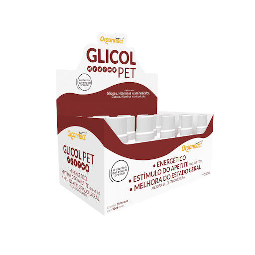 Glicol Pet 30Ml - Organnact - Suplemento vitamínico aminoácido indicado para cães, gatos, aves, mustelídeos, répteis e roedores em qualquer fase da vida, com a finalidade de melhorar a qualidade da nutrição diária.