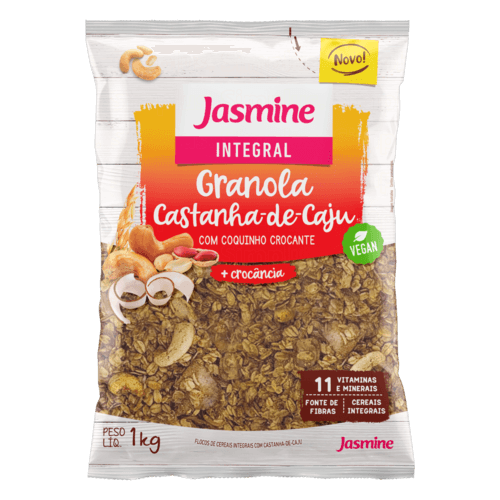 Granola Integral com Castanha-de-Caju Jasmine Pacote 1kg - Granola Integral com Castanha-de-Caju com Coquinho Crocante Jasmine Pacote 1kg