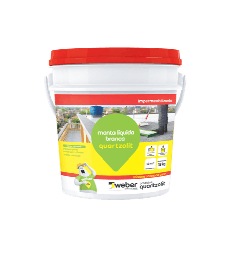 Impermeabilizante Manta Líquida Branca Quartzolit - 4,5Kg - manta líquida branca Quartzolit - é um impermeabilizante flexível e elástico para lajes e coberturas sem trânsito, como  lajes de concreto armado e telhas de fibrocimento e telhas cerâmicas. Após secagem, forma uma membrana de alta resistência química.