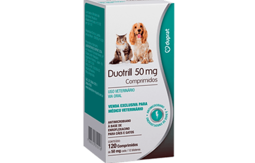 Duotrill 50 Mg Com 120 Comprimidos - Antibiótico de amplo espectro, trata gastroenterites, enterites aguda, sub-aguda e crônica, auxilia no tratamento de pneumonias e bronquites.
