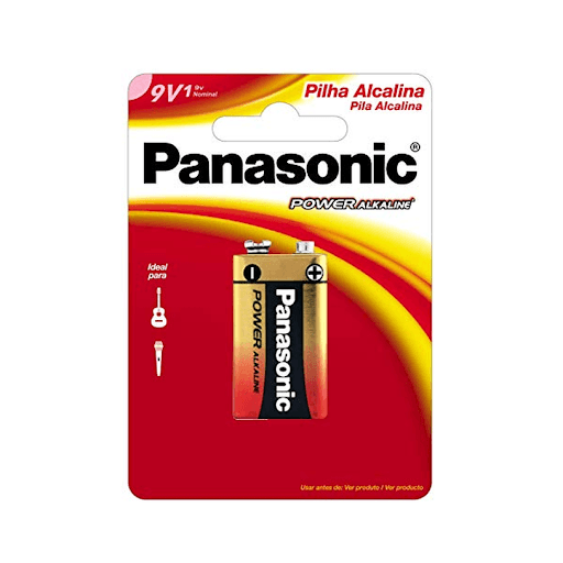 Bateria 9v Alcalina - Panasonic - Pilha 9V Alcalina Panasonic 1 Unidade 6LF22XAB-1B Pilha de 9V Panasonic Alcalina, com vida útil mais longa, ela é ideal para eletrodomésticos, brinquedos, eletrônicos e diversos outros aparelhos - Cartela com 1 unidade