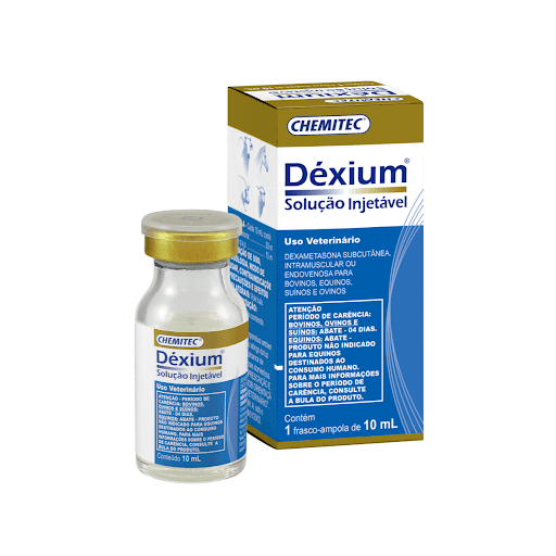 Dexium Injetável 10 ml - Anti-inflamatório esteroidal indicado para bovinos, equinos, suínos e ovinos por sua atividade anti-inflamatória, antirreumática e antialérgica.
