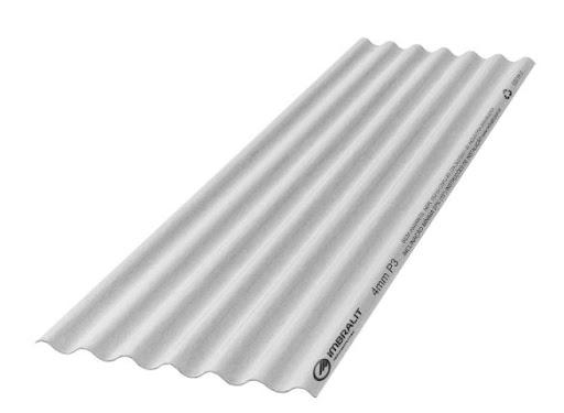 .Telha ondulada 2440x0500x4mm P3 - imbralit - Compostas por uma mistura de cimento, agregados cimentícios, fios e fibras sintéticas e vegetais, as TELHAS ONDULADAS DE FIBROCIMENTO IMBRALIT com perfil P3 e espessura nominal de 4 mm são fornecidas com largura de 51 cm e comprimentos de 1,22 m a 2,44 m. Fabricadas em conformidade com a Norma ABNT NBR 15210  Telhas onduladas de fibrocimento e seus acessórios, a empresa concede por um período de 10 anos, a partir da data de fabricação, a garantia total de qualidade contra qualquer desconformidade, verificada durante ou após a inspeção de recepção estabelecida nas Normas, ressalvando que a garantia não se estende a produtos já aplicados em coberturas ou fechamentos laterais cujo projeto ou instalação não esteja em conformidade com os requisitos da Norma ABNT NBR 7196 Telhas de fibrocimento - Procedimento.