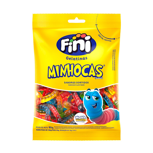 Minhocas Fini 90g - Um clássico da Fini! Nossas minhocas possuem uma legião de fãs, faça parte do clube você também. Nos sabores laranja, framboesa, lima-limão, maçã verde e morango, cores diversas.