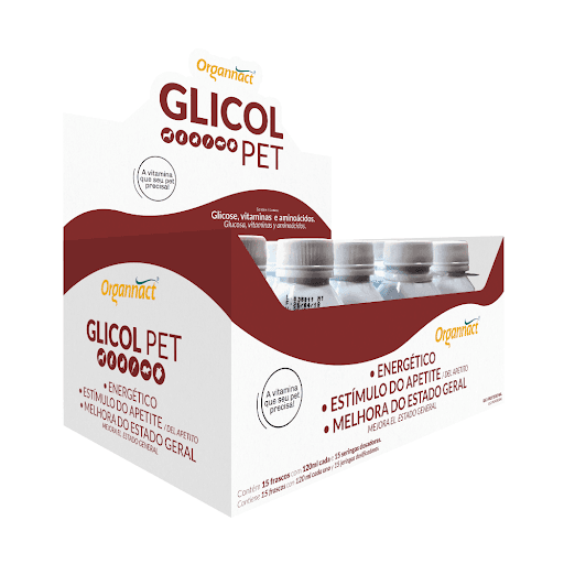 Glicol Pet 120Ml - Organnact - Suplemento vitamínico aminoácido indicado para cães, gatos, aves, mustelídeos, répteis e roedores em qualquer fase da vida, com a finalidade de melhorar a qualidade da nutrição diária.