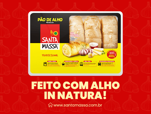 O Pão de Alho Santa Massa, em seu sabor tradicional, te leva à receita original, criada com carinho e dedicação. Crocante por fora, super cremoso por dentro e preparado com alho in natura. Você vai se surpreender! 🧄🥖

Compre em nosso estabelecimento!