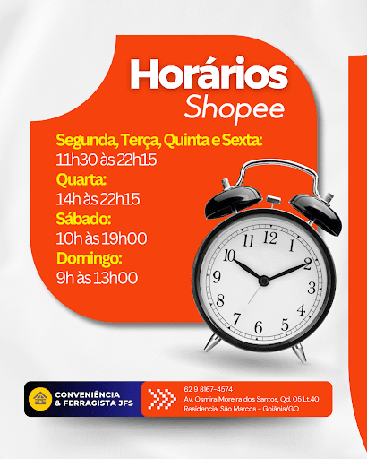 🕑 Atenção, vendedores e clientes!

Atualizamos nossos HORÁRIOS de atendimento para devoluções e retiradas.

Clique no link da bio e fale com a gente pelo WhatsApp para mais informações. 📲

#shopeebr #goiânia #goiania44 #goianiaatacado #residencialsãomarcos #goianiaviva #residencialgoianiaviva