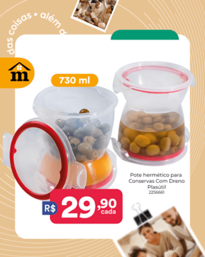 Pote hermético para Conservas Com Dreno Plasúti é ideal para armazenar suas conservas, azeitonas, picles e outros alimentos em conserva. O separador de líquidos permite que você retire os alimentos sem o excesso de líquido, mantendo-os frescos e saborosos por mais tempo.

 Preço válido até 21/04/2025 ou enquanto durarem os estoques. 

oferta #cozinha #picles #salada