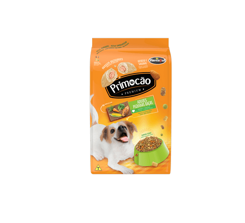 Primocão - Adultos Pequenas Raças - Frango e Vegetais - 20Kg - Primocão oferece alimentos assados, com partículas delicadas e crocantes que promovem benefícios para a saúde dos pets.