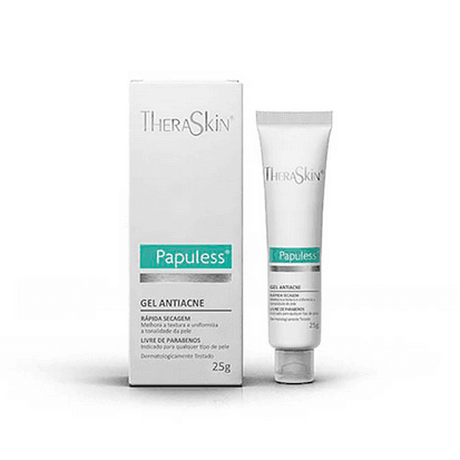 Papuless Gel Antiacne 25g - Theracne  - Papuless  Gel Antiacne 25g


 


Formulado para combater as pápulas (acne) em todos os tipos de pele, Papuless  é um gel aquoso, sem álcool, de rápida absorção, que possui nicotinamida, um derivado ativo da vitamina B3, com ação anti-inflamatória, o que melhora a textura e uniformiza a tonalidade da pele. Seu uso diário deixa a pele livre de acnes, com aspecto mais saudável e sem sinais inflamatórios. Também pode ser usado como primer, diminuindo os poros, controlando a oleosidade e preparando a pele para a maquiagem no dia a dia.





Como usar: Limpe a pele com água e um sabonete indicado para o seu tipo de pele. Aplique Papuless  uniformemente, 2 vezes ao dia, ou a critério do seu médico.





Todos os produtos Theraskin são testados dermatologicamente e possuem testes de segurança e eficácia. Caso tenha alguma dúvida, consulte nosso site: www.theraskin.com.br!