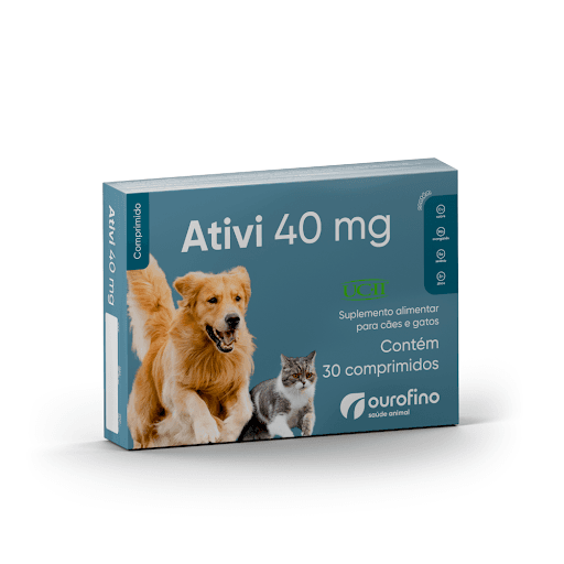 Ativi 40 Mg - O produto Ativi® 40 mg é um suplemento alimentar para cães e gatos destinado à suplementação de colágeno e dos minerais cobre, zinco, manganês e selênio, componentes que exercem suporte nutricional ao metabolismo da construção de estruturas articulares.