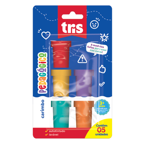 Carimbo Autotintado Pedagógico - Cart C/5 Un - Tris - O Carimbo Pedagógico chegou para auxiliar os professores! Carimbo autotintado com reservatório interno de tinta. São 5 diferentes opções de estampas com recados especiais.