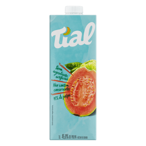 Néctar Goiaba Tial Caixa 1l - Sem ingredientes artificiais e sem conservantes, o néctar de goiaba Tial é delicioso.