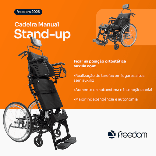 Ficar na posição ortostática auxilia com:

•Realização de tarefas em lugares altos sem auxílio
•Aumento da autoestima e interação social
•Maior independência e autonomia