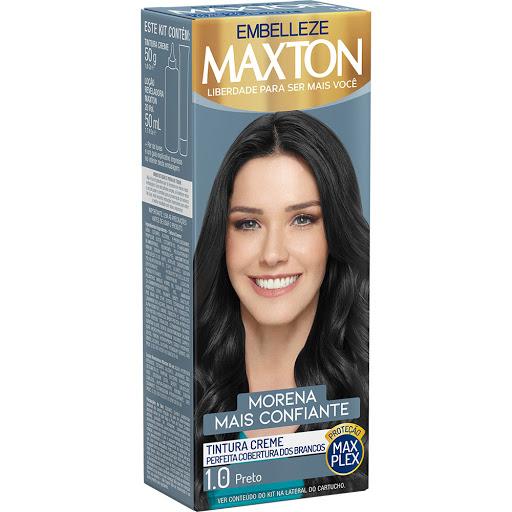 Tinta de Cabelo Maxton Morena +Confiante Preto 1.0 KIT ECONOMICO - Há mais de 30 anos a Embelleze lançou no mercado de beleza a tintura de qualidade profissional que em pouco tempo conquistou a cabeça e o coração das brasileiras: Maxton. Por isso Maxton entende perfeitamente as transformações pelas quais as mulheres passam durante a vida. E a cada transformação uma nova cor de cabelo revela uma nova mulher. Afinal a cor dos cabelos pode dizer muito sobre quem você quer ser. Por exemplo, nada melhor do que cabelos escuros para dar aquele toque de charme e se revelar uma mulher ainda mais elegante e encantadora.
